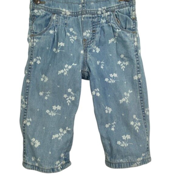 OshKosh B'gosh Floral Print Denim Lined Overalls size 12 Months - Picture 9 of 13
